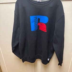 Russell Athletic Mens Ricardo Logo Print Fleece Sweatshirt Black Size XXL